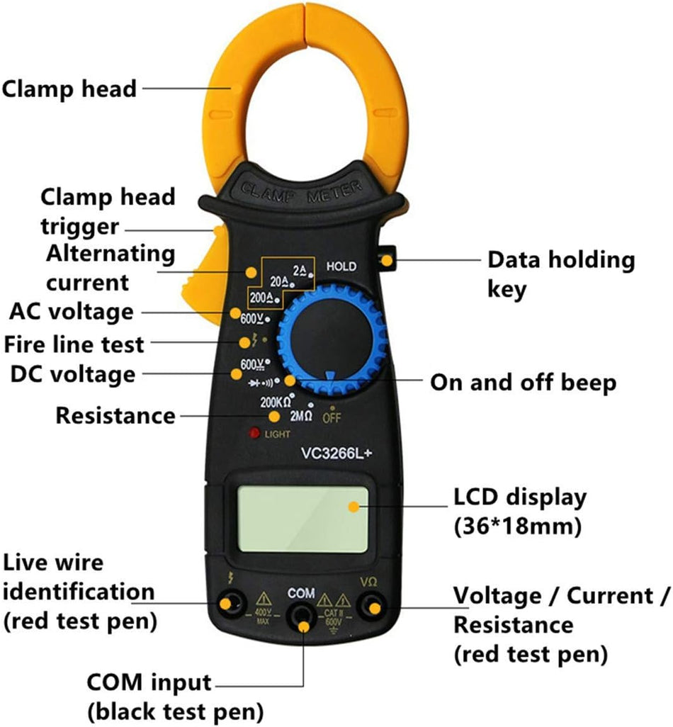 ANENG VC3266L Digital Clamp Meter 600A AC/DC Multimeter Voltage/Ohm/Current Tester 